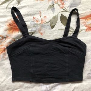 Black crop top with silver zipper